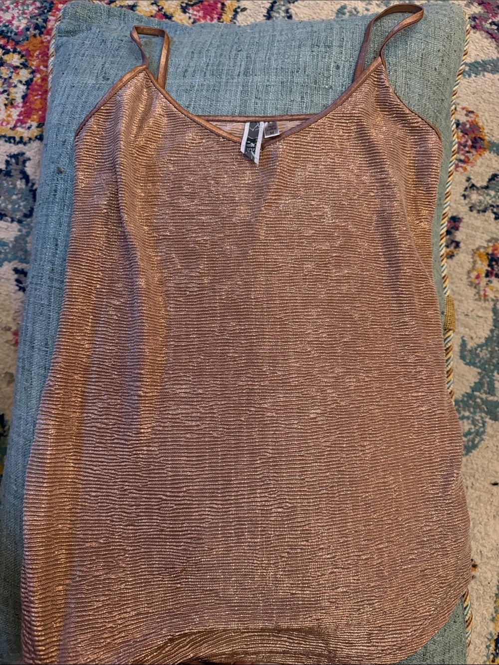 BKE Shimmery Rose Gold Metallic Cami Tank